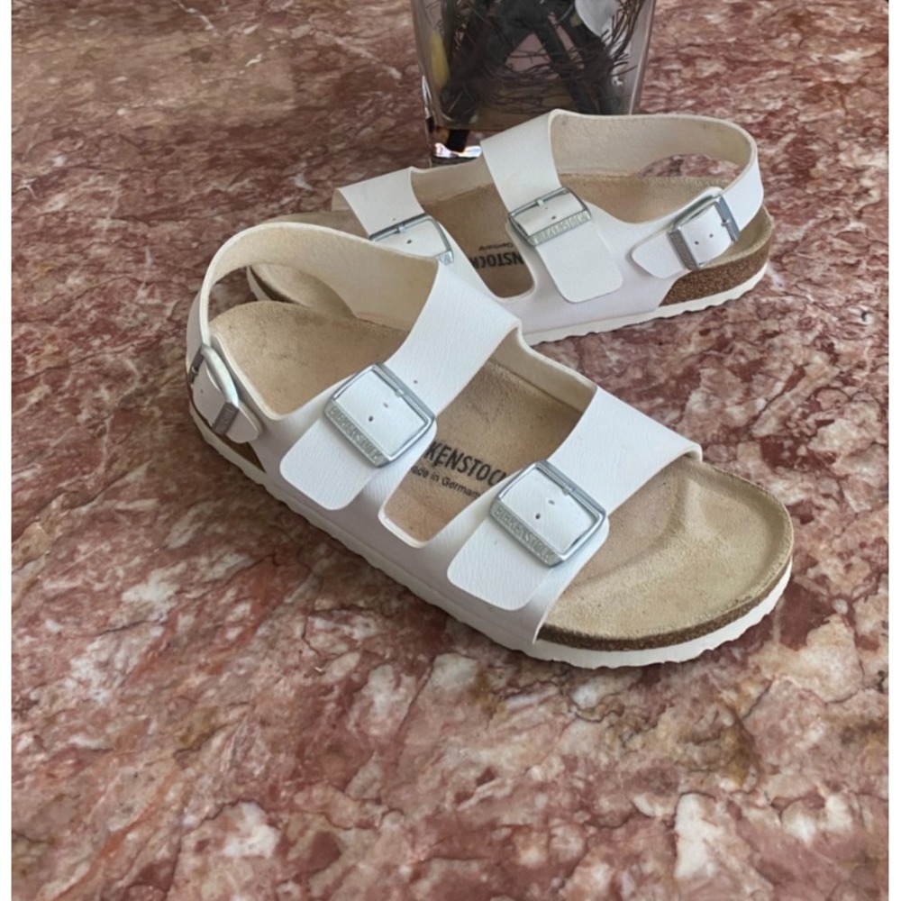 Birkenstock Milano Birko-Flor Women's White Sandals Size41/ US 10 EUC! $139